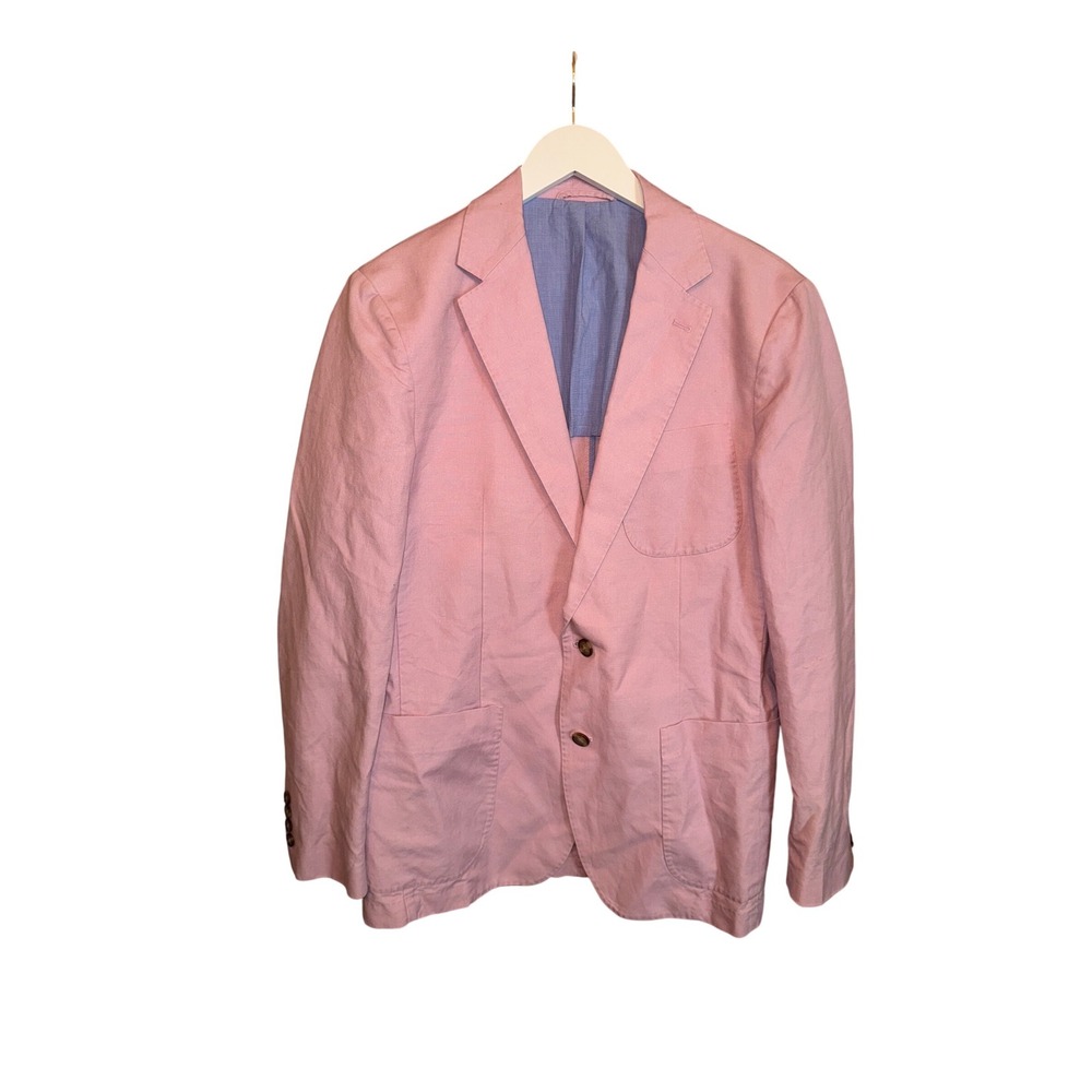 Peter Millar Mens Pink Linen Cotton Blend Sport Coat Blazer Size M